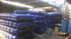 Pontoon floats in production